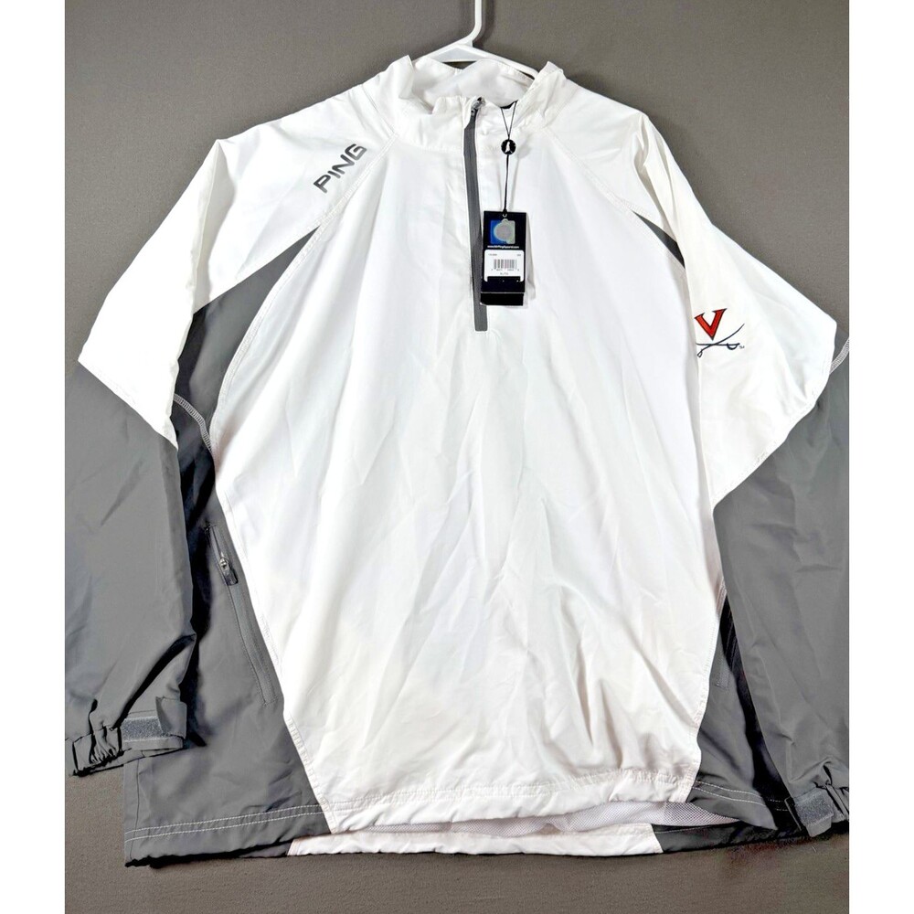 Ping Recovery Golf Windbreaker Jacket Mens XL White 1/4 Zip Virginia Cavaliers